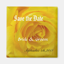 Save the date, yellow rose flower refrigerator magnets