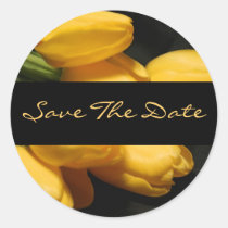 Save The Date Yellow Tulip Wedding Sticker Seal