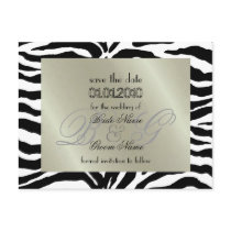 Save the Date, zebra + monogram Postcard