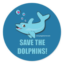 Save the Dolphins! Round Stickers