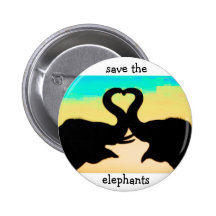 Save the Elephants heart trunks Pinback Button