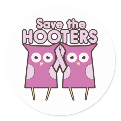 Save the Hooters Breast Cancer Awareness Stickers