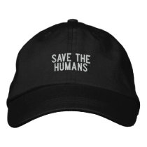save the humans embroidered hats