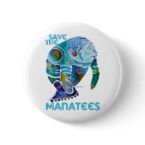 Save The Manatee Button