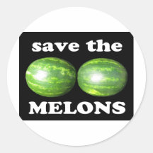 save the melons on black stickers