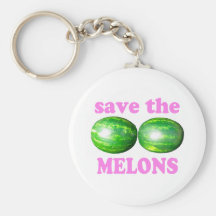 save the melons on white with pink key chain