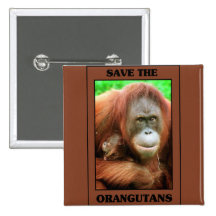 Save the Orangutans Pinback Button