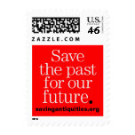 Save the past for our future stamp (white on red) stamps