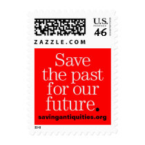 Save the past for our future stamp (white on red)