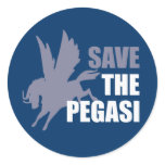Save the Pegasi Mythical Flying Horse Round Stickers