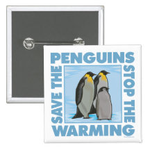 Save the Penguins Pinback Button