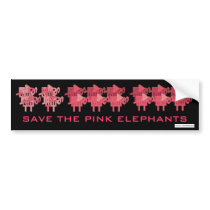 SAVE THE PINK ELEPHANTS bumper stickers by ToldemArt SAVE THE PINK ELEPHANTS bumper stickers