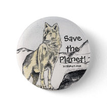 Save the Planet! Wolf Button