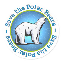 Save the Polar Bears Round Stickers