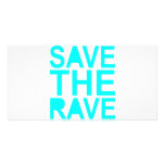 Save the rave blue NU Rave raver UK dance 80s Customized Photo Card