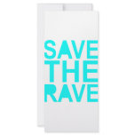 Save the rave blue NU Rave raver UK dance 80s Rack Card Design
