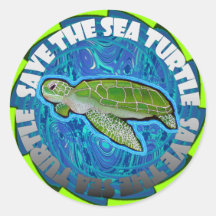 Save The Sea Turtle Round Stickers