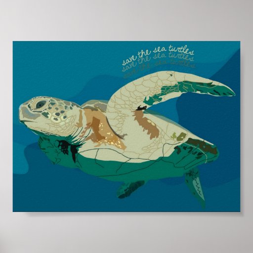 Save the Sea Turtles Poster | Zazzle