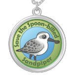 Save the Spoon-billed Sandpiper Silver Plated Necklace