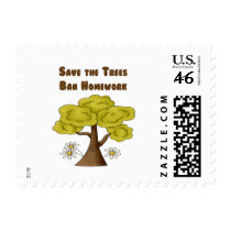 Save the Trees Ban Homework Postage Stamp