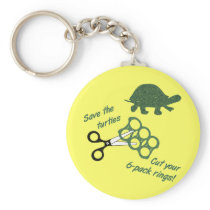 Save the Turtles Cut Six Pack Rings Keychains