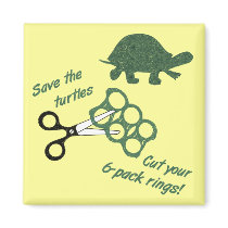 Save the Turtles Cut Six Pack Rings Magnet