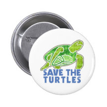 Save the Turtles Pinback Button