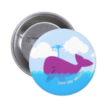 Save The Whales Cute Button