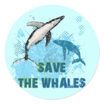 SAVE THE WHALES ROUND STICKERS