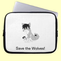 Save the Wolves! laptop sleeves