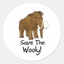 "Save The Wooly" Wooly Mammoth Round Stickers
