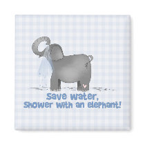 Save Water Shower with An Elephant Refrigerator Magnets
