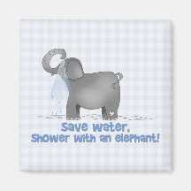 Save Water Shower with An Elephant Refrigerator Magnets