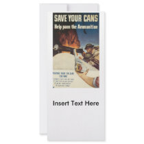 Save Your Cans World War 2 Customized Rack Card