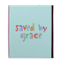 Saved By Grace Cute Christian Artsy Polkadots iPad Folio Cover