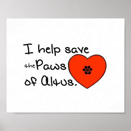 Saving Altus Paws Certificate w/Optional Frame Poster