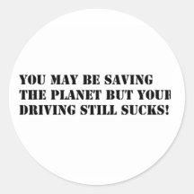saving the planet black on white round sticker