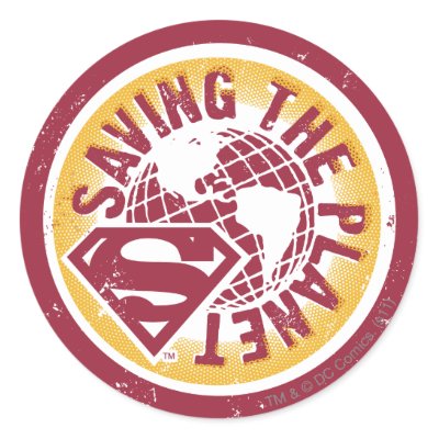 Saving the planet red circle stickers
