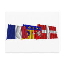 Savoie, Rhône-Alpes & France flags Postcard