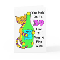 Savor 40 Winey Cat Birthday Card by Victoreeah Savor 40 Winey Cat Birthday Card