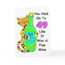 Savor 50 Winey Cat Birthday Card