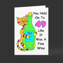 Savor 50 Winey Cat Birthday Card