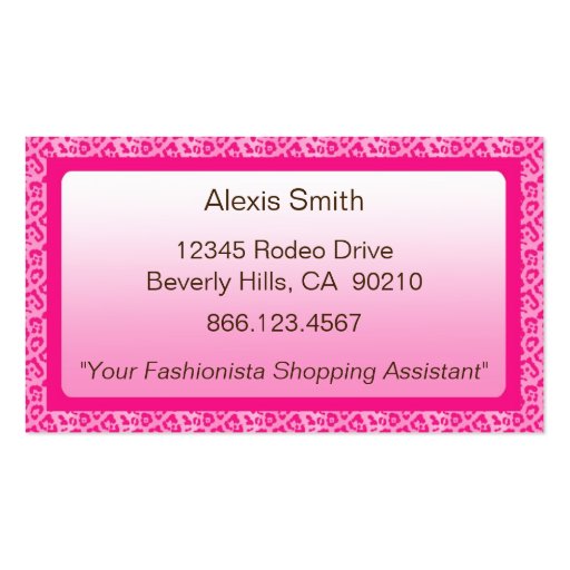 Savvy Shopper Pink Std. Business Card (back side)