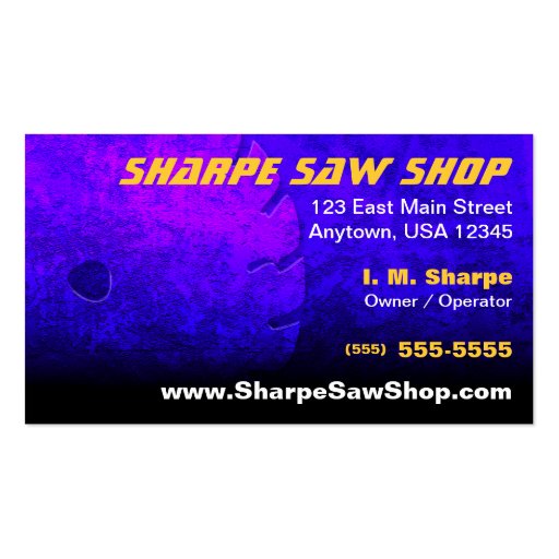 Saw Shop Business Card (front side)