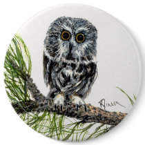 Saw Whet Owl Button