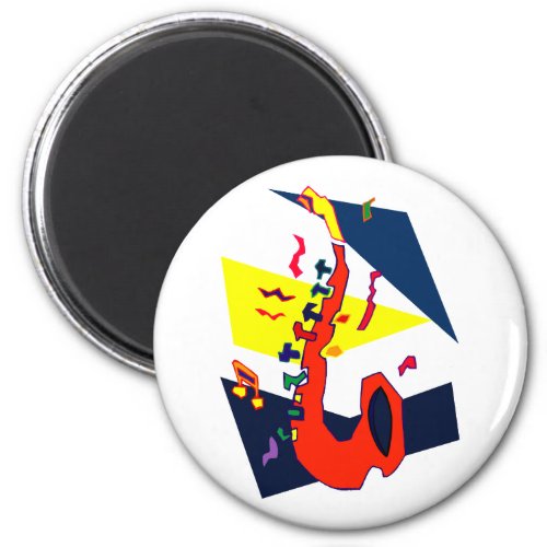 Sax Abstract Blue Yellow Orange Graphic magnet