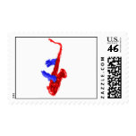 Sax design two hands red and blue version postage