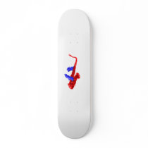 Sax design two hands red and blue version skate board decks