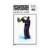 Sax Player Stylized Purple Version Postage Stamp