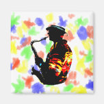 Sax Player Tropical Side View Fridge Magnets